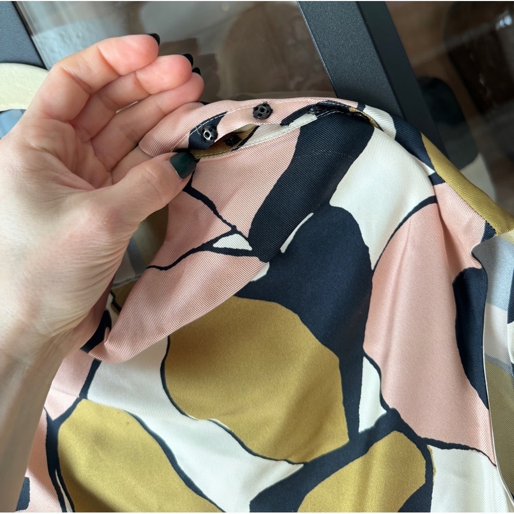 Marc Jacobs silk midi dress cowl mock neck short cap sleeve abstract print knee - Picture 10 of 11